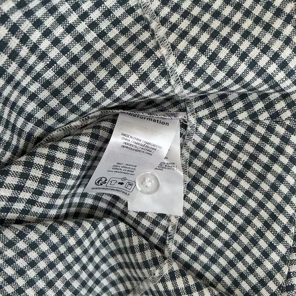 BEST Reformation Balia Linen Midi Dress Sz0 Slate Check Linen Vacation Party - Picture 9 of 13